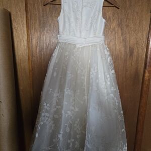 Dessy Collection Ivory Floral Kids Dress